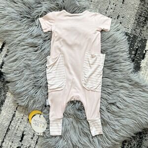 Moon + Beck Toddler‎ Bamboo Pink Romper 0-3 Month W/Pockets One Piece Jumpsuit